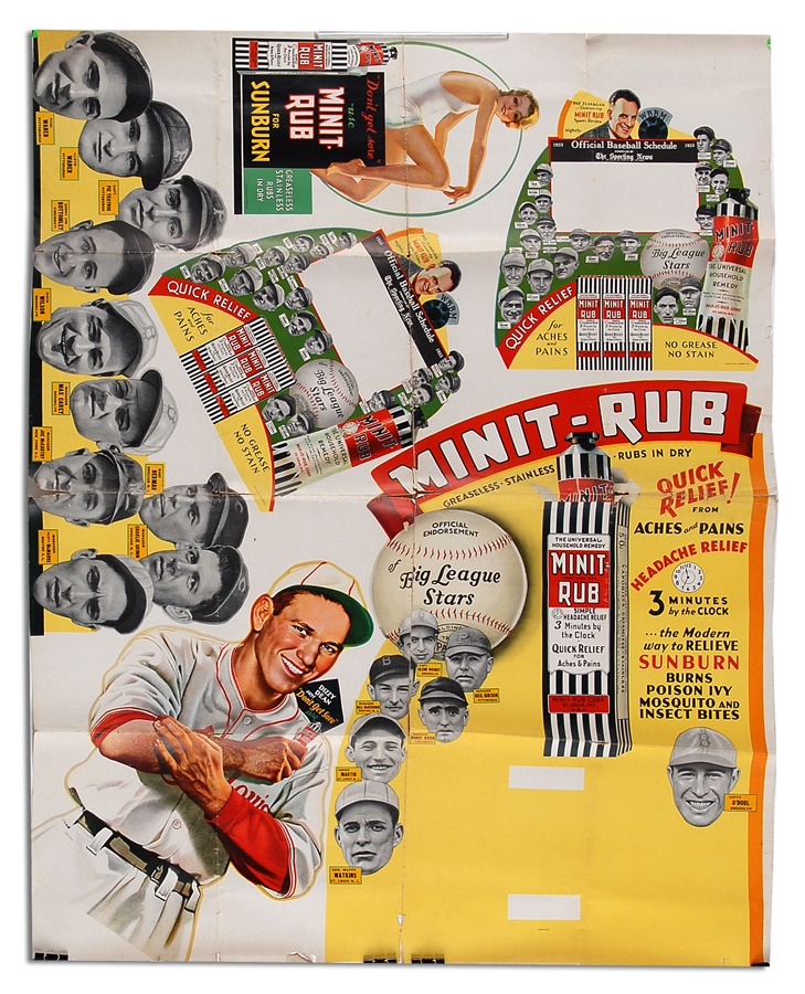 Baseball Memorabilia - Oversized Minit Rub Poster Featuring Dizzy Dean