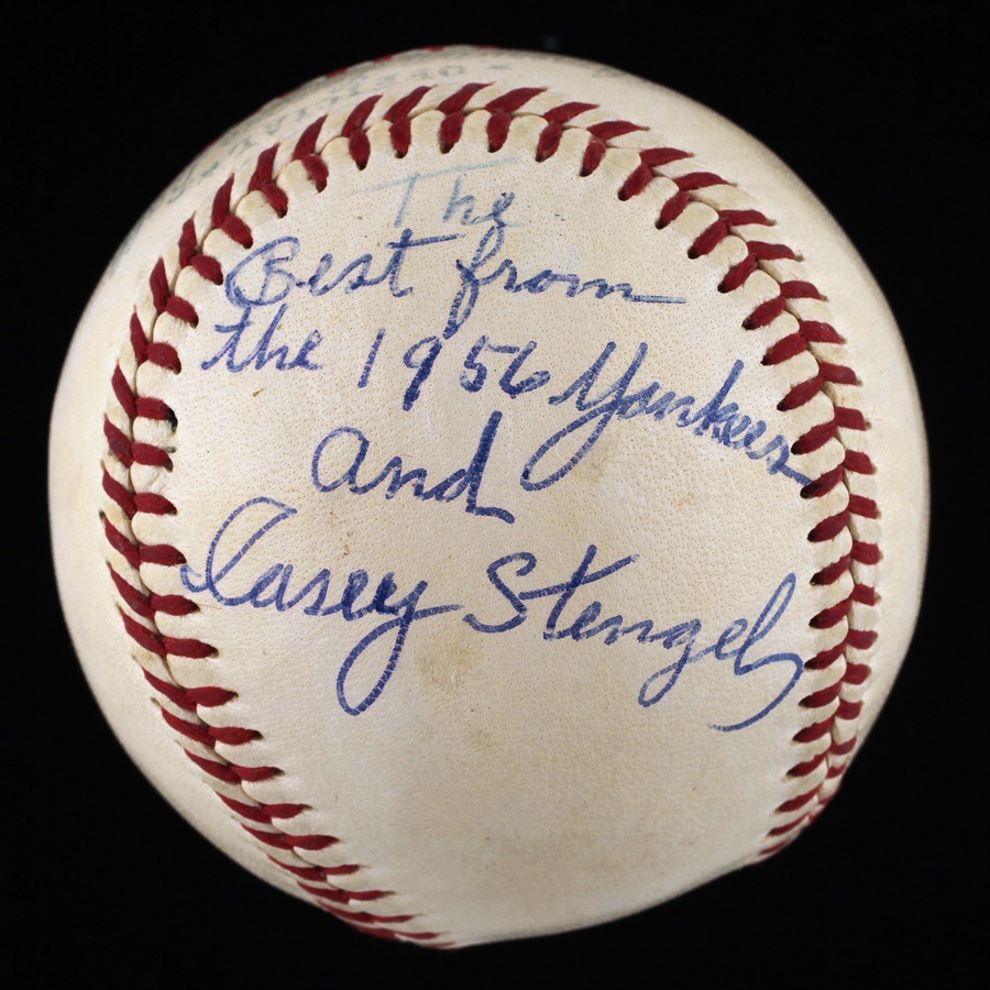NY Yankees, Giants & Mets - 1956 Casey Stengel Single Signed Baseball