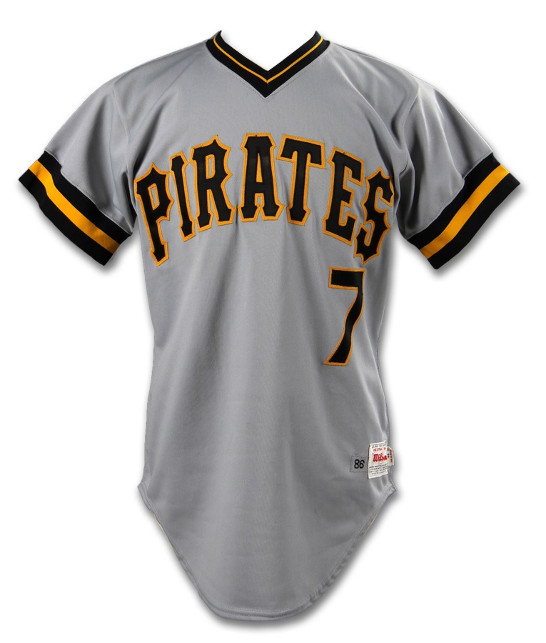 - 1986 Barry Bonds Pittsburgh Pirates Game Worn Rookie Jersey-Worn For His First Major League Homerun