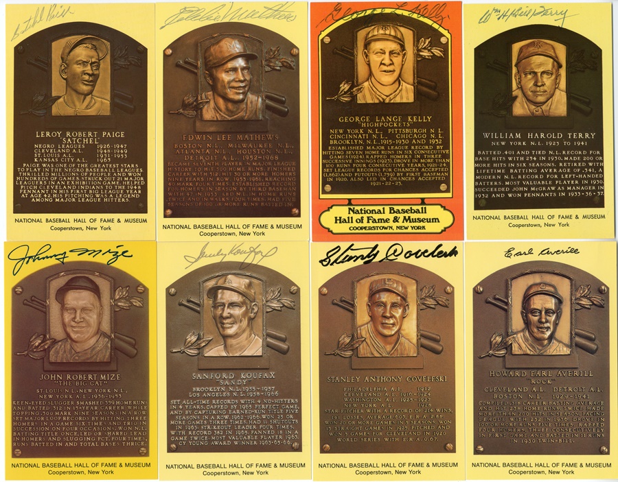 Baseball Autographs - Signed Hall of Fame Plaque Postcards (21)