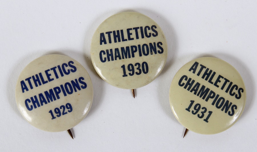 Baseball Memorabilia - 1929-31 Philadephia Athletics Pin-Back Buttons (3)