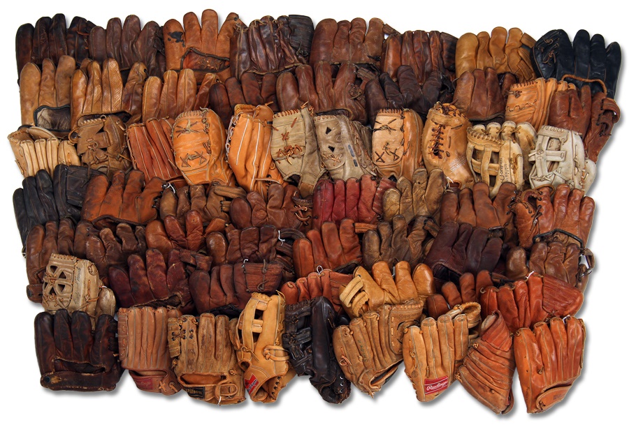 Collection Of 100 Hall Of Fame Model Gloves From 1930s - 60s