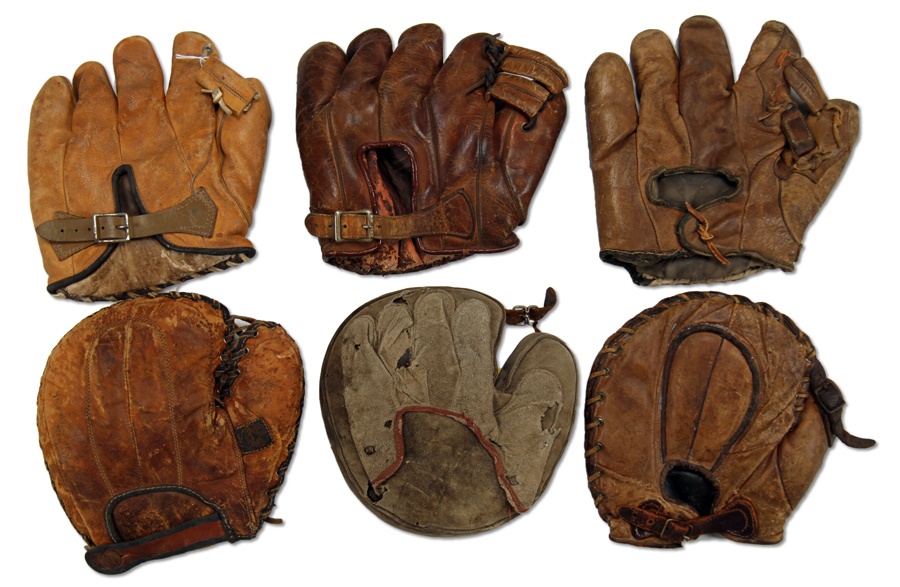 - 1890s - 1950s Baseball Glove Assortment Including Crescent Pad & Buckle Backs (27)
