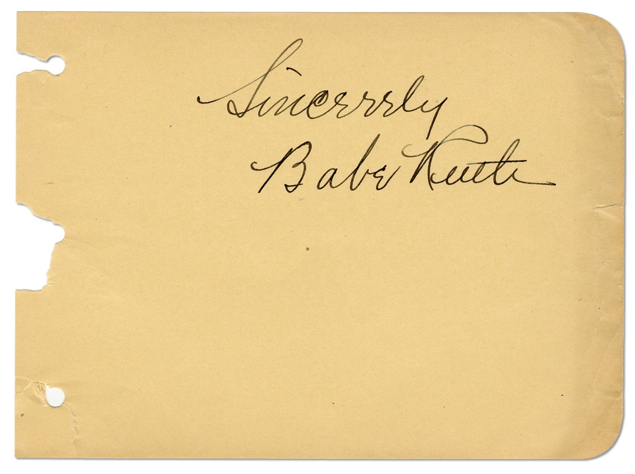 Baseball Autographs - Babe Ruth Signed Album Page