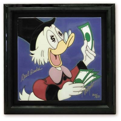 Scrooge McDuck Signed Carl Barks Ceramic Art Tile