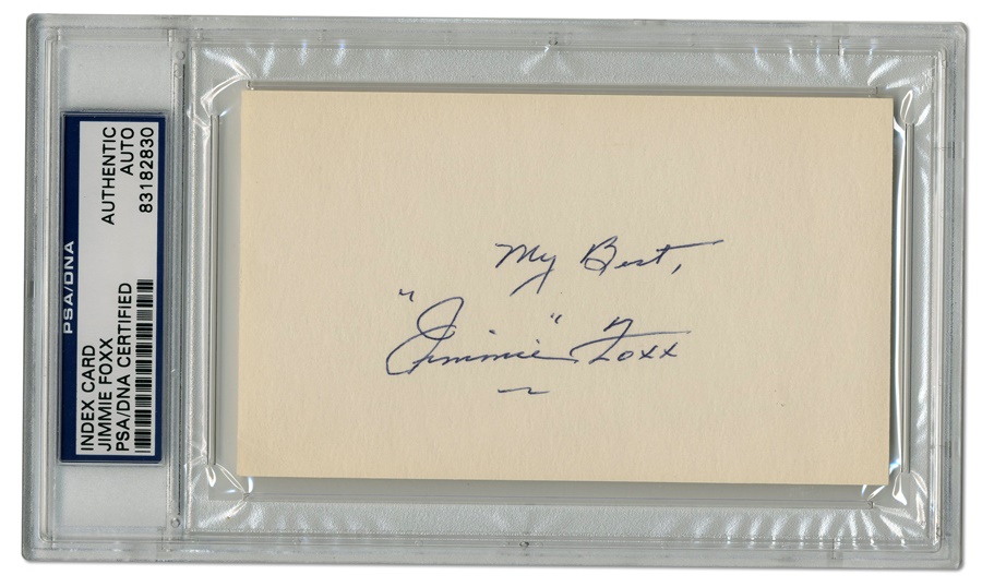 Baseball Autographs - Jimmie Foxx Signed Index Card