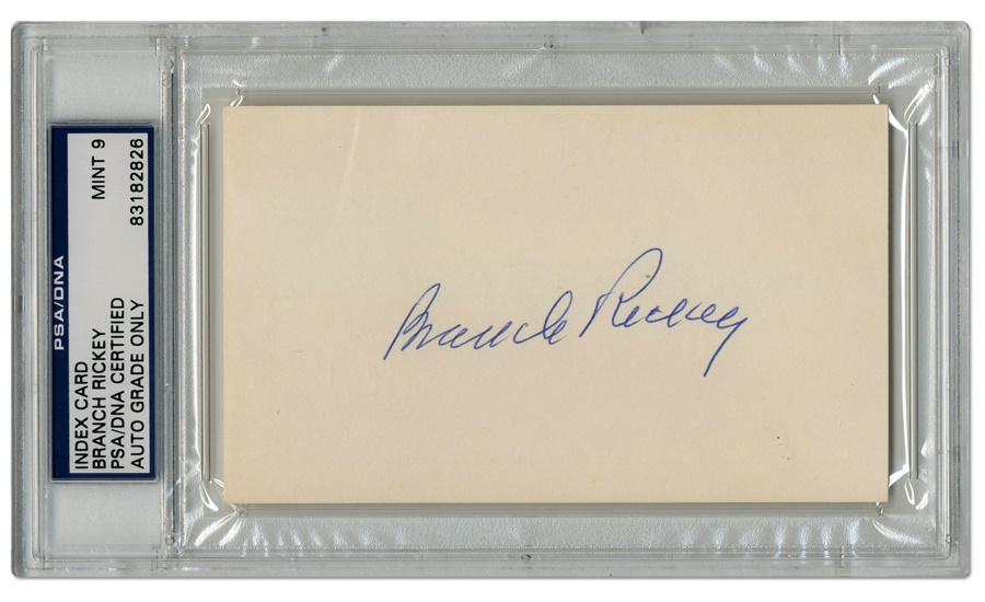 Baseball Autographs - Branch Rickey Signed Index Card (PSA MINT 9)