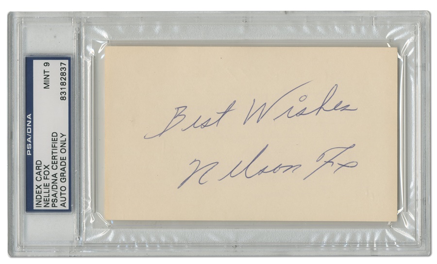 Baseball Autographs - Nelson Fox Signed Index Card (PSA MINT 9)