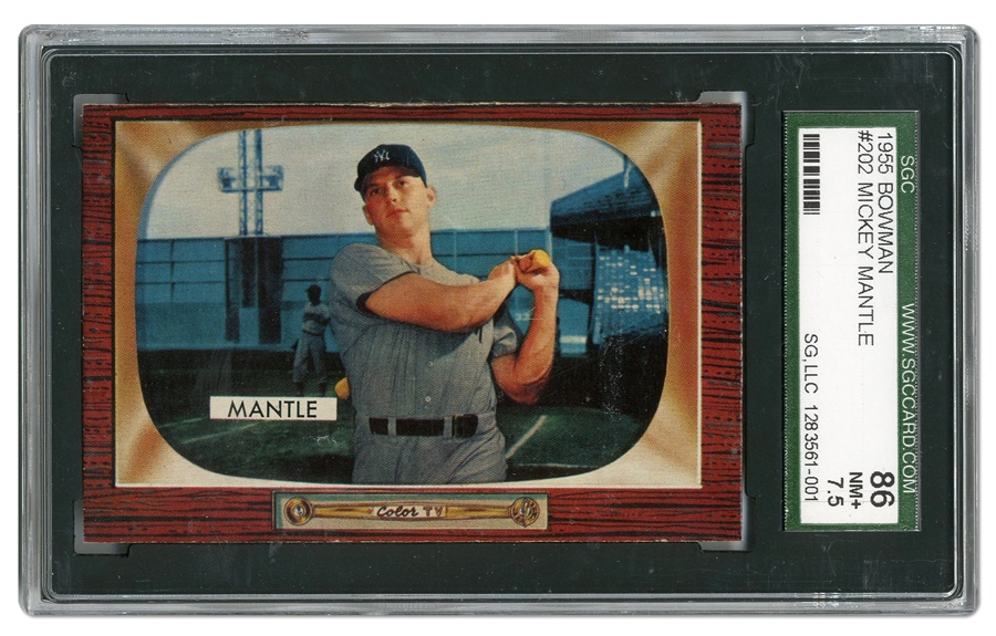Mantle and Maris - 1955 Bowman Mickey Mantle Card (SGC 86 NM+)