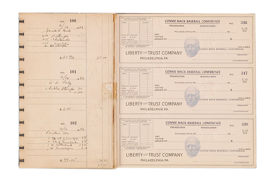 1940s Connie Mack Baseball Conference Checks