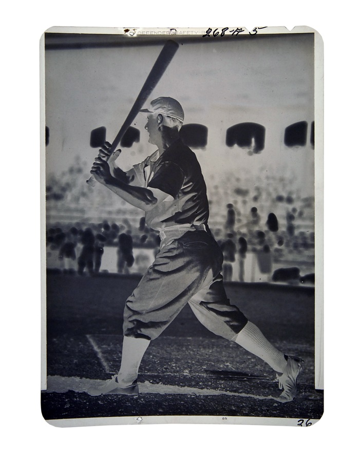 Baseball - Lou Gehrig Batting Original Negative by George Burke