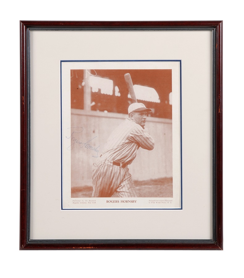 Baseball Autographs - Rogers Hornsby Signed Baseball Magazine Premium
