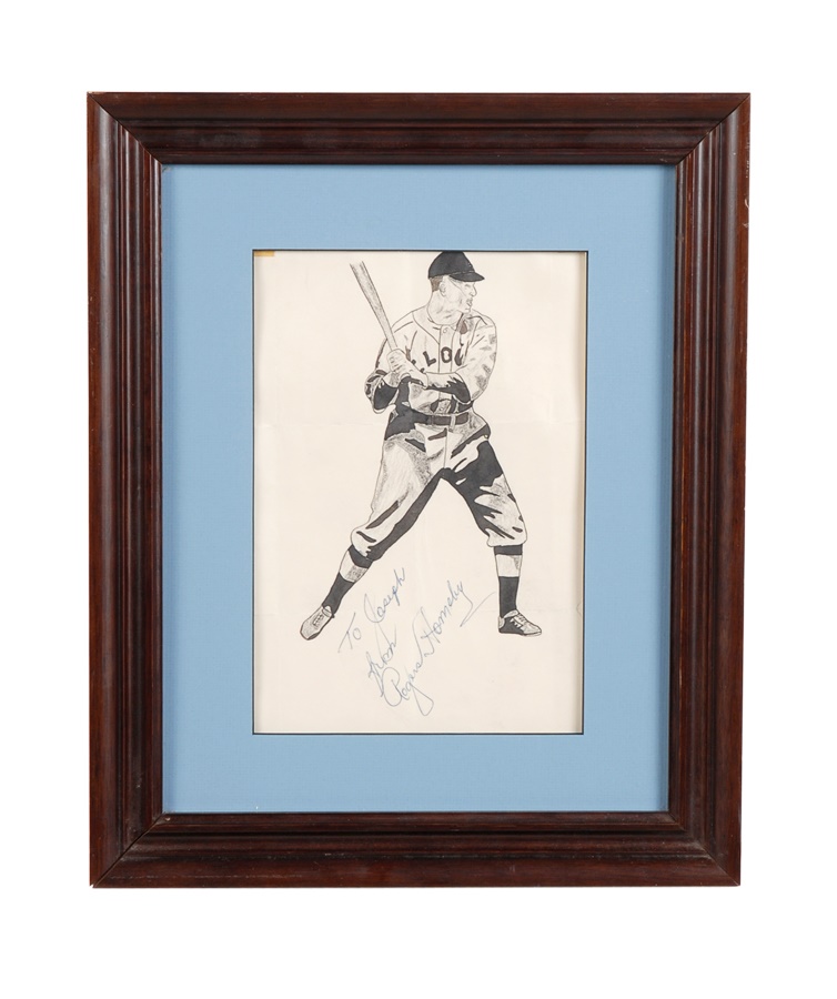 Baseball Autographs - Rogers Hornsby Signed Artwork