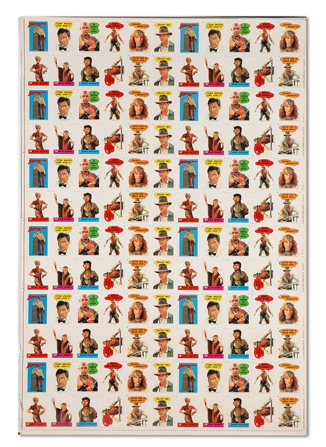 1984 Topps Indiana Jones Temple of Doom Uncut Sticker Sheets (25)