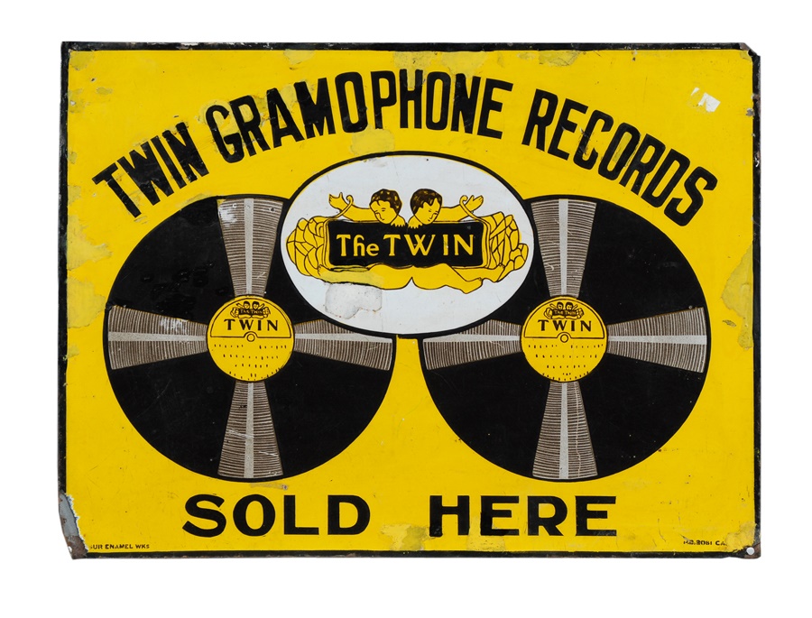 Twin Gramophone Records Porcelain Sign