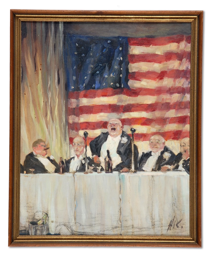 - 1930s WPA "Boss Tweed" Oil on Canvas