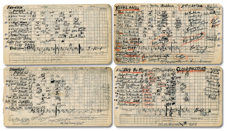 Baseball Memorabilia - Will Wedge's 1940-45 Giants & Yankees Scorecards (900+)