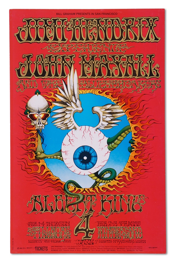 Rock 'n'  Roll - 1968 Jimi Hendrix "Flying Eyeball" Concert Poster