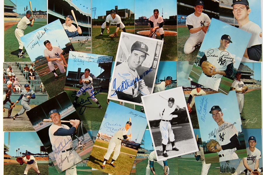 Baseball Autographs - Signed & Unsigned Postcard Collection Including Maris, Williams & Mantle