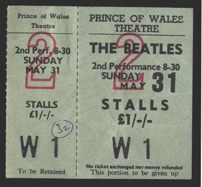 The Beatles - May 31, 1964 Ticket
