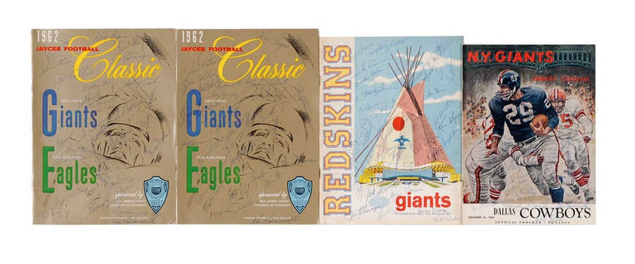 Football - Four 1962 New York Giants Signed Football Programs