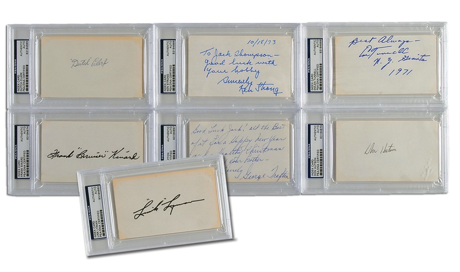 Football - Deceased Football Hall of Famers Signed Index Cards (7)