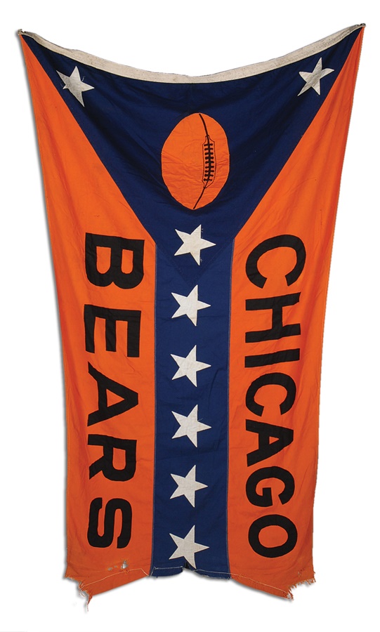 Football - Chicago Bears Patriotic WWII Stadium Flag Flown Aboard the USS Parle DE-708
