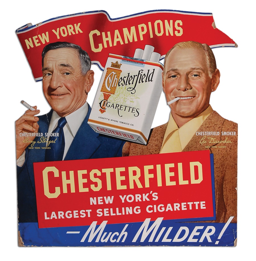 Baseball Memorabilia - Casey Stengel and Leo Durocher Chesterfield Advertising Display