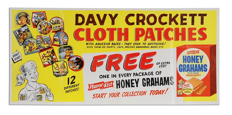 Sports and Non Sports Cards - 1950s Davy Crockett Honey Grahams Advertising Display