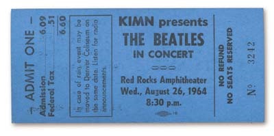 The Beatles - August 26, 1964 Ticket