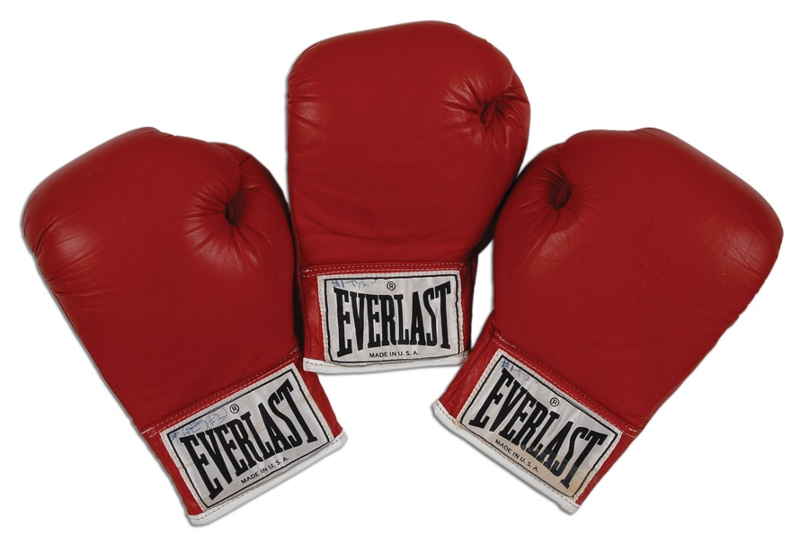 The Steve Lott Boxing Collection - Pinklon Thomas Fight Gloves (3) - Mike Tyson Match