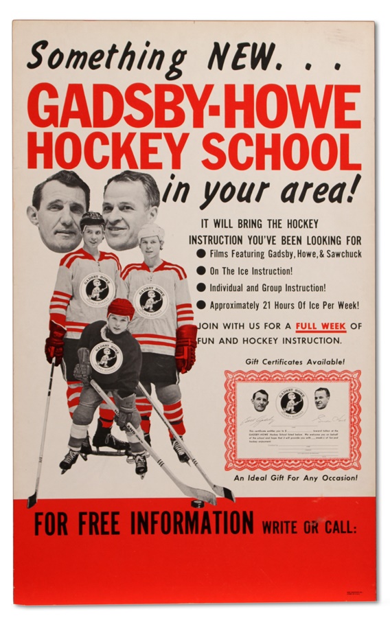Gordie Howe-Bill Gadsby Hockey School Advertising Sign