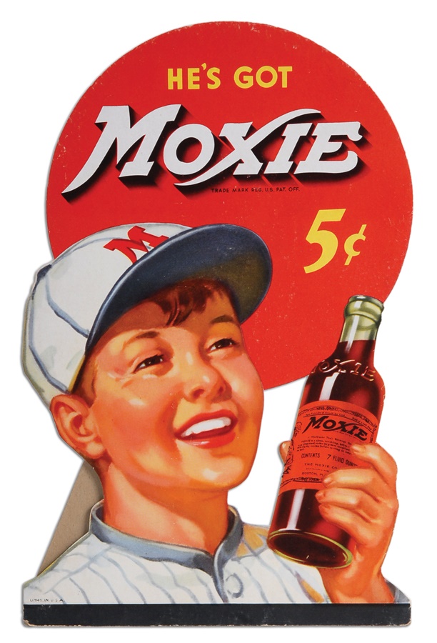Baseball Memorabilia - 1930s Moxie Cardboard Counter Sign
