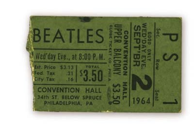The Beatles - September 2, 1964 Ticket