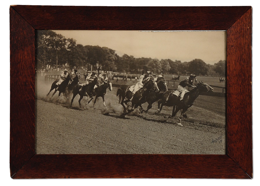 - 1930s Horse Racing Exceptional Large Kodach Rare Photograph