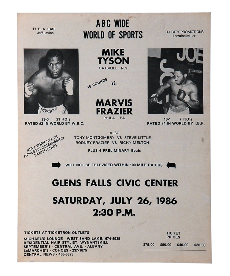 The Steve Lott Boxing Collection - Tyson vs Frazier On-Site Fight Poster