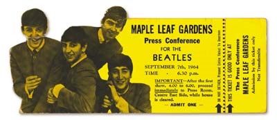 The Beatles - September 7, 1964 Press Conference Ticket