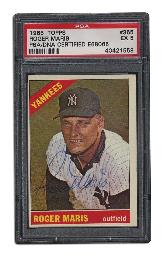 Mantle and Maris - 1966 Roger Maris Signed Topps Card