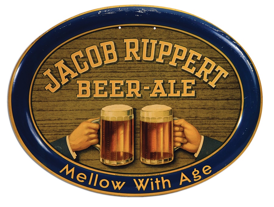 NY Yankees, Giants & Mets - Jacob Ruppert Beer Advertising Sign