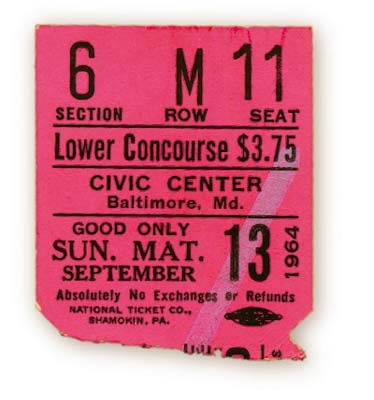 The Beatles - September 13, 1964 Ticket