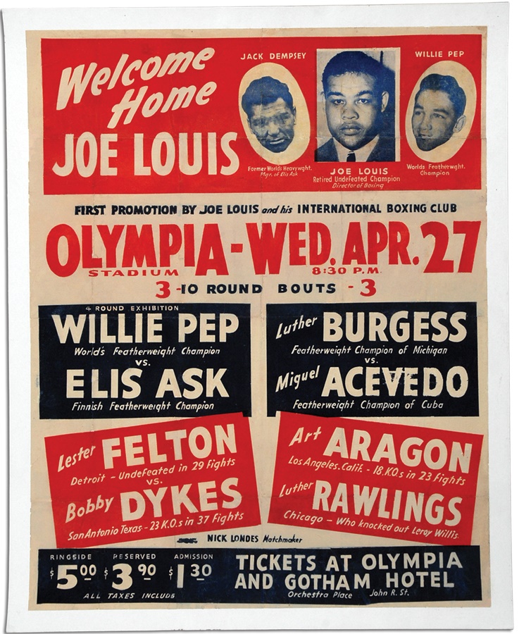 Muhammad Ali & Boxing - Joe Louis First Promotion With Willie Pep On-Site Poster