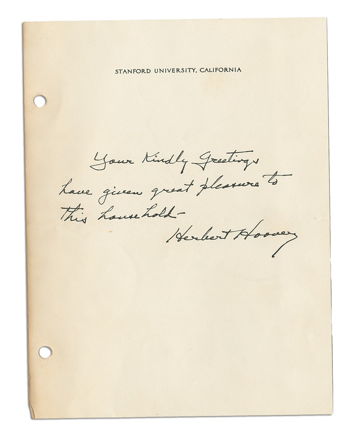 Rock And Pop Culture - Herbert Hoover Signed Letter
