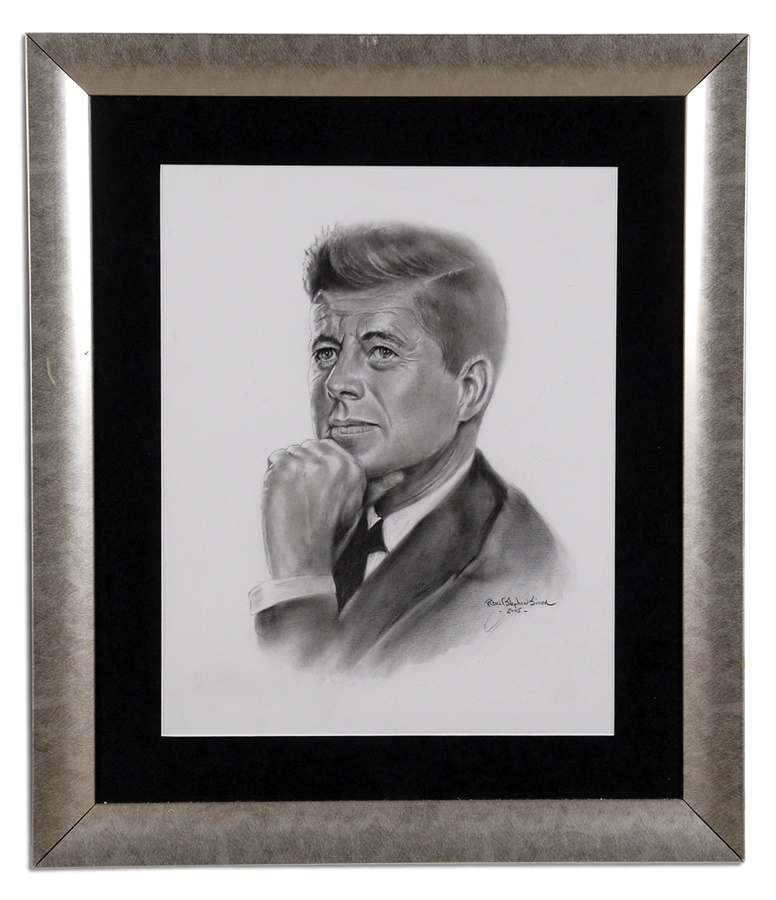 Robert Stephen Simon Collection of Sports Art - John F. Kennedy Original Artwork by Robert Stephen Simon