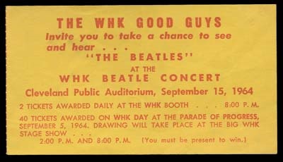 September 15,1964 Free Ticket Announcement