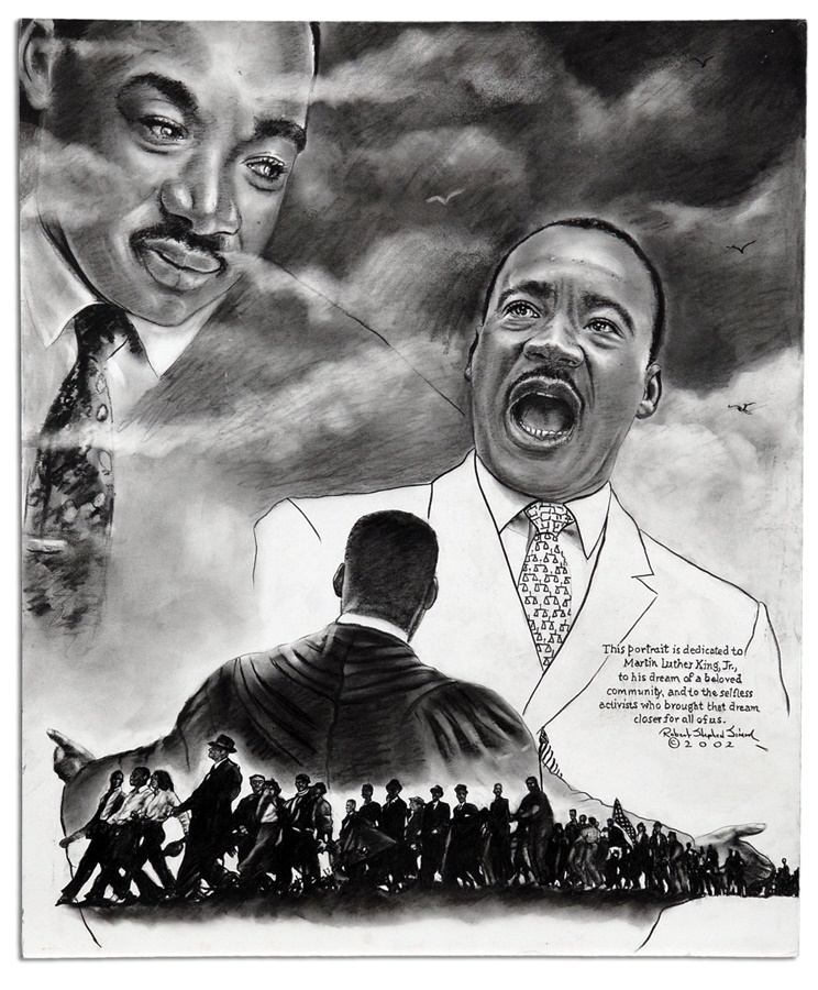 Robert Stephen Simon Collection of Sports Art - Martin Luther King, Jr. Original Artwork by Robert Stephen Simon
