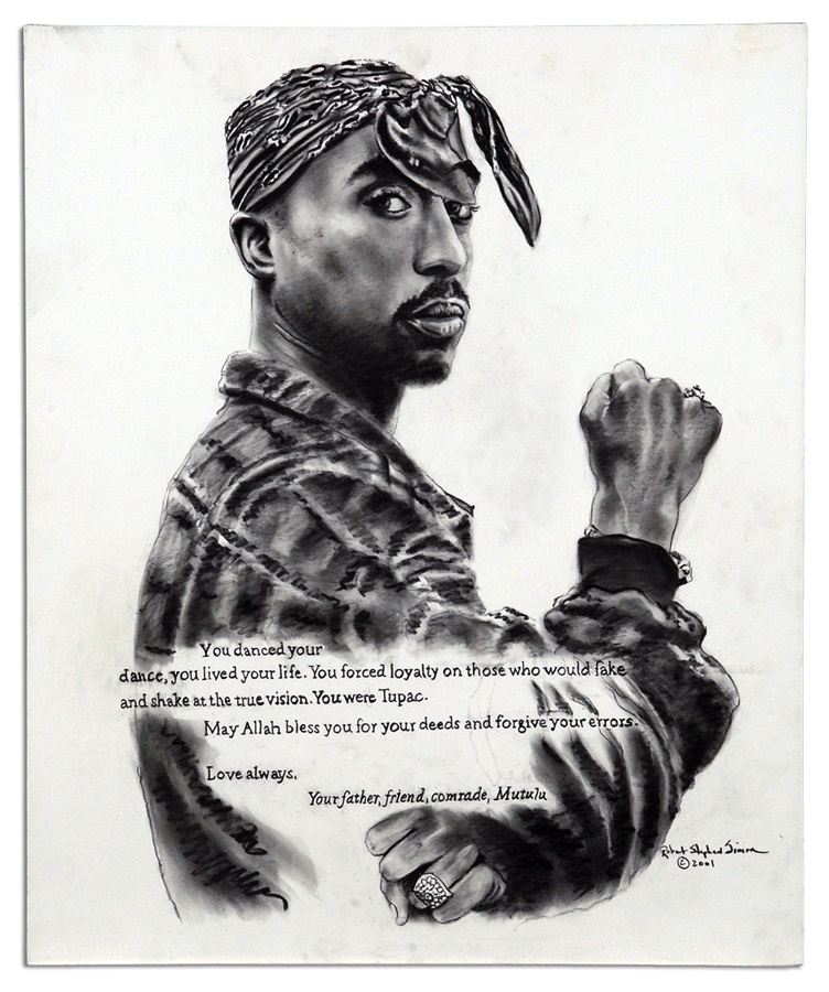 Robert Stephen Simon Collection of Sports Art - Tupac Shakur Original Artwork by Robert Stephen Simon