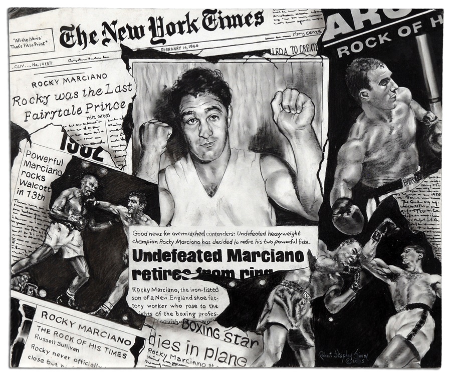 Rocky Marciano Original Artwork by Robert Stephen Simon