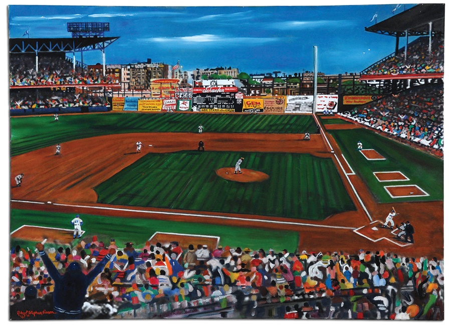 Robert Stephen Simon Collection of Sports Art - Ebbets Field "1955 The Year That Was" Original Oil Painting by Robert Stephen Simon