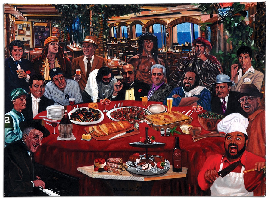 Robert Stephen Simon Collection of Sports Art - "The Italian Feast" Original Oil Painting by Robert Stephen Simon