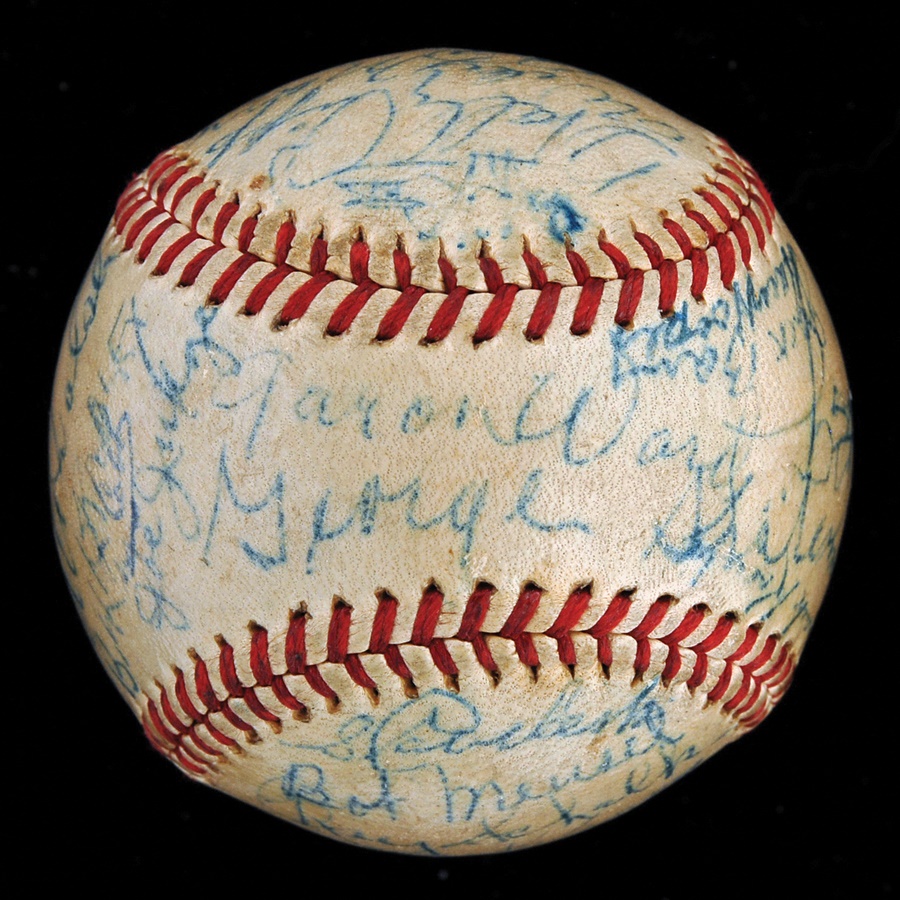 Baseball Autographs - Multi Signed Baseball with Hall of Famers, Yankee Legends, and Babe Ruth